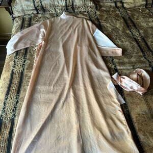 Christian Dior Belted Robe Women Large Blush Pink Satin L